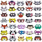 YALARY 35PCS Animal Masks Party Favors, Safari Party Supplies with 35 Different Types - Great Idea for Petting Zoo | Jungle Safari Theme Birthday Party