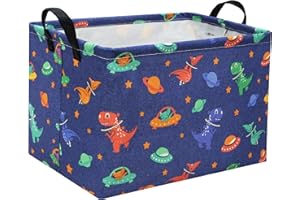 HIYAGON Dinosaur Kids Storage Bin Gift Basket Empty Baby Toy Storage Organizer Box Rectangular Room Decor for Books(Space Dinosaurs)