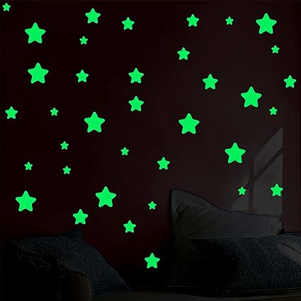 Decor kafe Glow in The Dark Stars Moon Decals Party Home Decor Wall Stickers Perfect Gift Kids Boys Girls