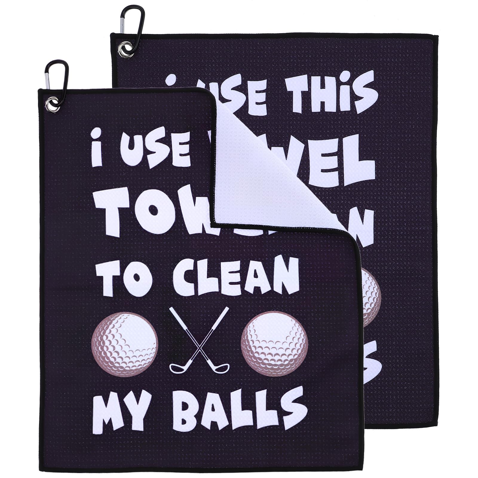 Sosoport 2PCS Golf Towel Funny Golf Towel with Clip for Golf Bag Balls Golf Accessories for Men Husband Boyfriend Dad Golfers Golf Fan