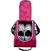 Athletico Golf Shoe Bag - Zippered Shoe Carrier Bags With Ventilation & Outside Pocket for Socks, Tees, etc. (Pink)
