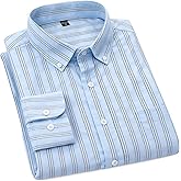 Cromoncent Mens Long Sleeve Oxford Button Down Shirts Casual Dress Shirt for Men,100% Cotton,Plaid/Stripes Shirts