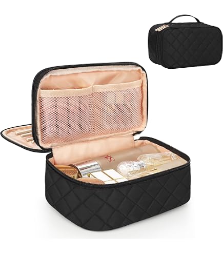 ELLIS JAMES DESIGNS Makeup Brush Bag Case Organizer in Black – Professional Designer Make Up Travel Handbag for Make Up Brushes – Stylish & Compact Carrying Holder Storage Handbag Pouch