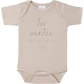 BIBIBLISSBABY Hi Auntie I Can't Wait To Meet You Baby Announcement Onesie,Pregnancy Announcement for Grandparents Gift