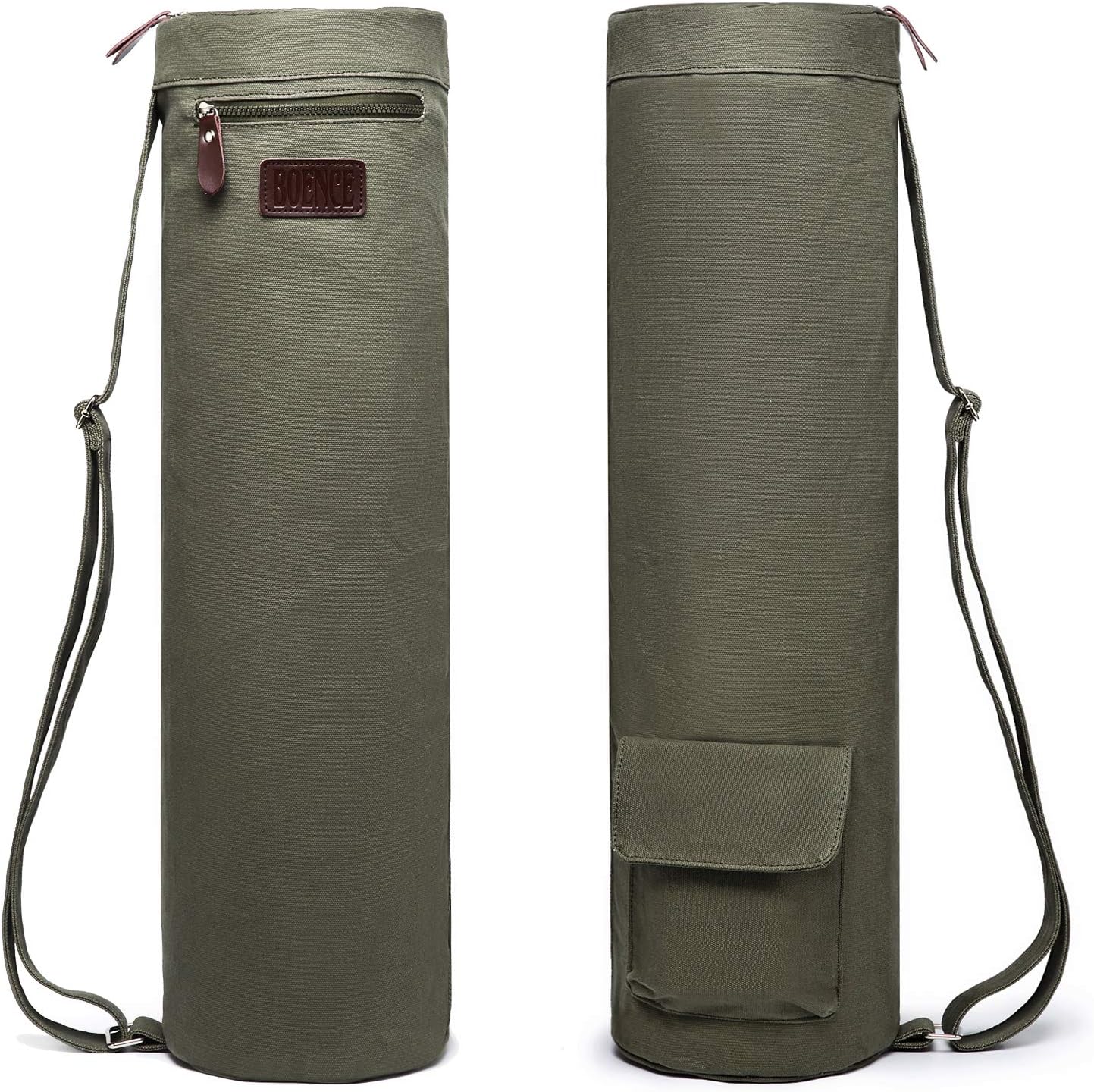Boence Yoga Mat Bag, Full Zip Exercise Yoga Mat Sling Bag with Sturdy Canvas, Smooth Zippers, Adjustable Strap, Large Functional Storage Pockets - Fits Most Size Mats