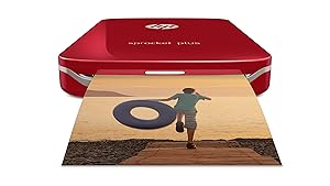 HP Sprocket Plus Instant Photo Printer, Print 30% Larger Photos on 2.3x3.4 Sticky-Backed Paper – Red (2FR87A)