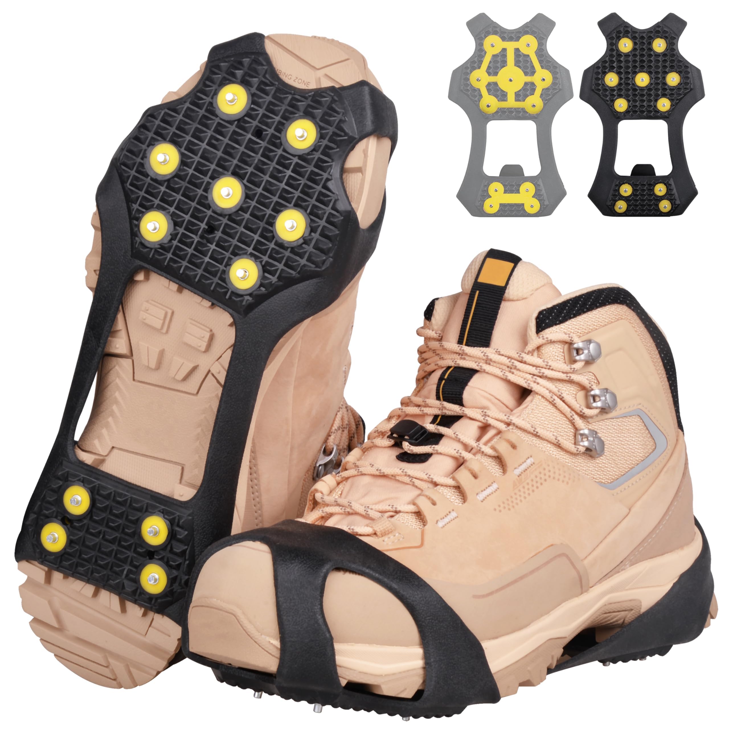 Ice Snow Grips for Shoes and Boots Ice Grippers Cleats Snow Cleats Anti-Slip Crampons 11 Studs Traction Cleats for Women Men Kids Hiking Fishing Walking Running Jogging