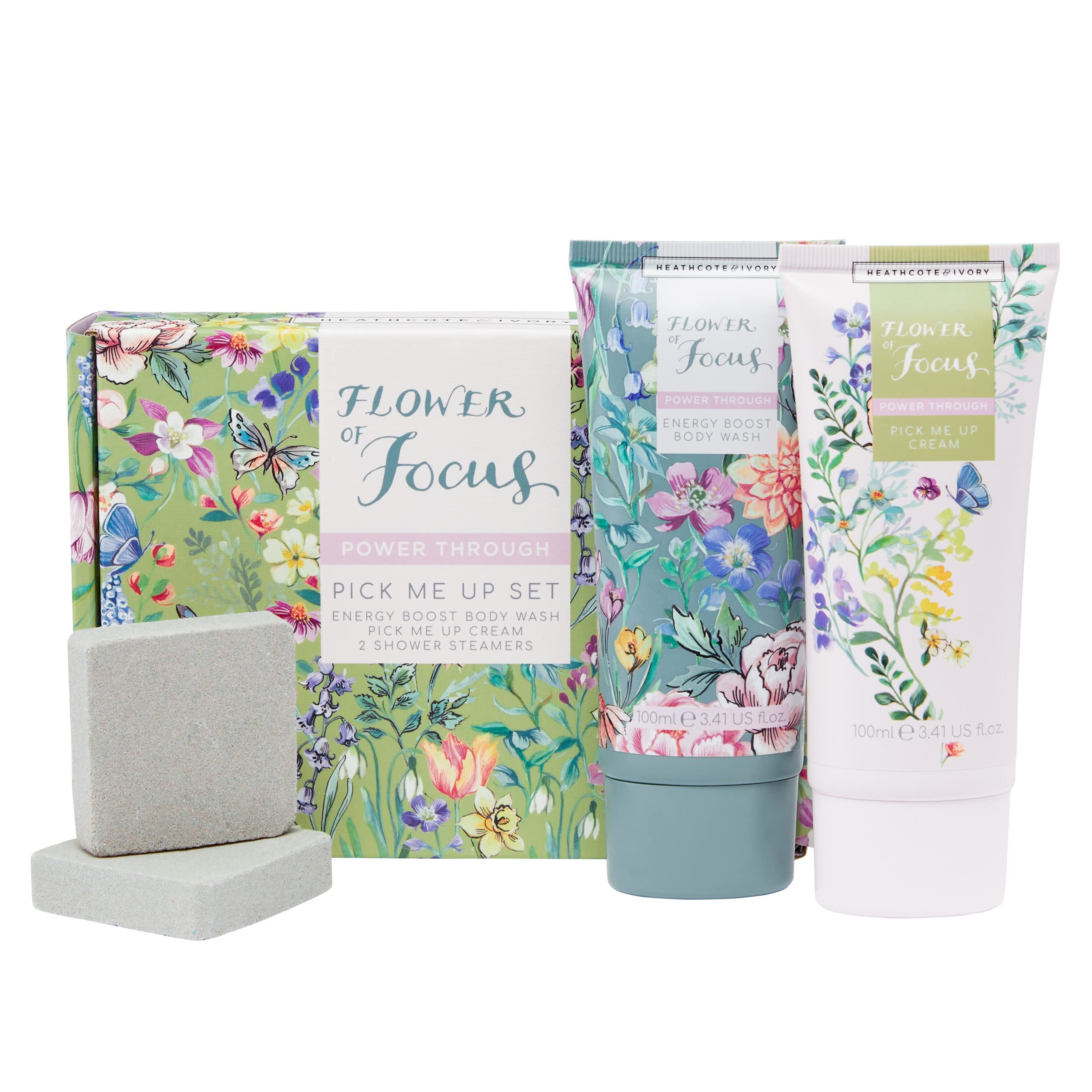 Heathcote & Ivory Body Wash 100, All Purpose Rich Cream 100ml, Shower Steamers 2x 30g, Moisturiser, Shea Butter, Essential Oils, Travel Size, Vegan and Cruelty Friendly, Beauty Gift For Her