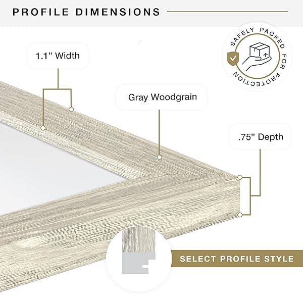 MCS STUDIO GALLERY 20X30 POSTER FRAME GRAY WOODGRAIN ENGINEERED WOOD, VERTICAL & HORIZONTAL WALL HANGING LARGE PICTURE FRAME FOR PHOTOS, POSTERS & ART PRINTS (1-PACK)