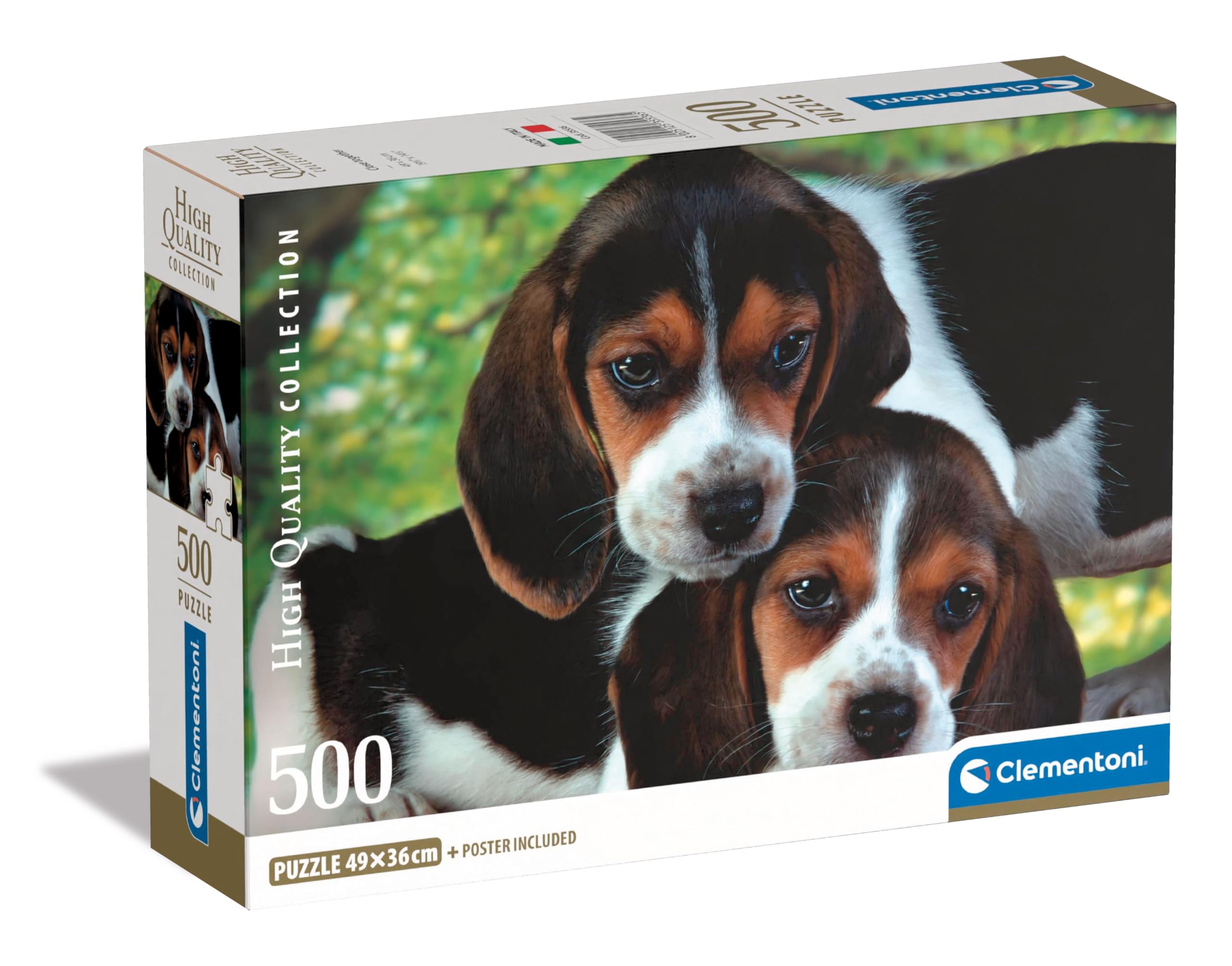 Clementoni Jigsaw Puzzle Collection - Close Together 500 Pieces - Poster Included, Puzzle For Adults 14-99 Years, Gift For Men/Women, Animals, Beagle, Made In Italy, 35536