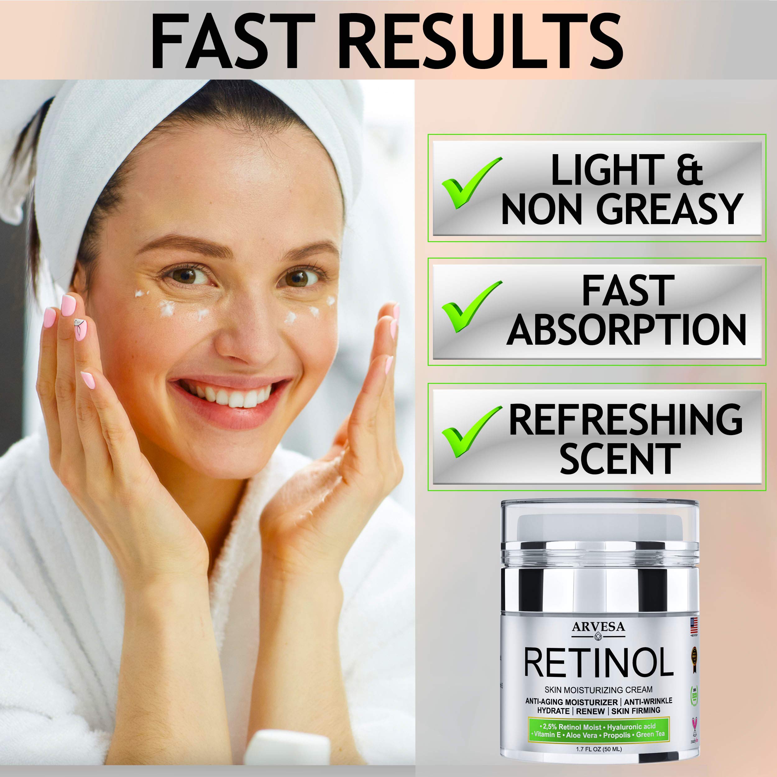Anti Aging Retinol Moisturizer Cream for Face, Neck & Décolleté Made