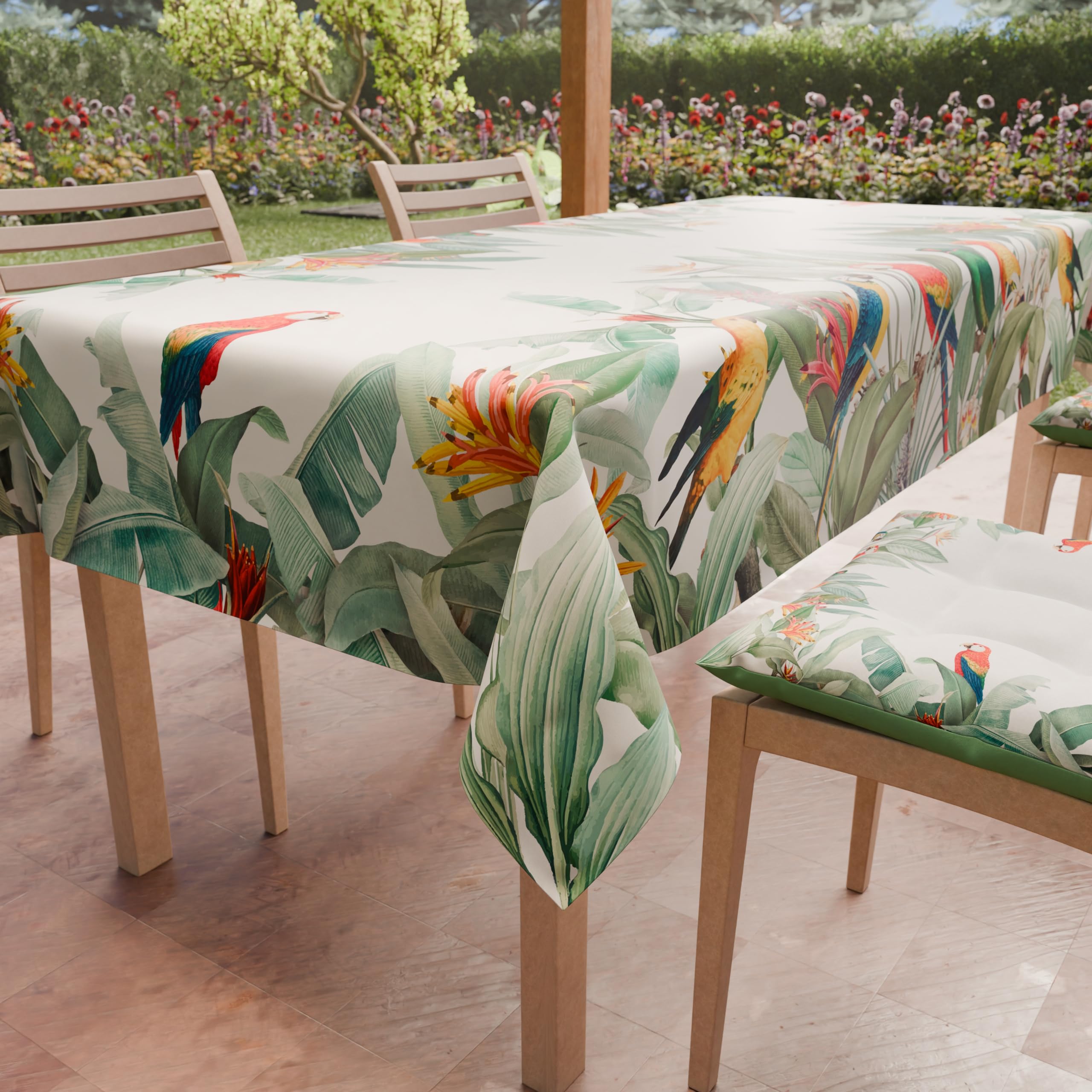 PETTI Artigiani Italiani - Rectangular Anti-Stain Tablecloth Kitchen Table Cover Parrots Design X12 Seater (140 x 240 cm) 100% Made in Italy — image 1