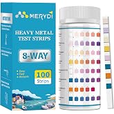 Heavy Metals Water Test Strips (8 Tests) - 100ct Home Water Testing Kit | Iron, Mercury, Copper, Lead, Chromium, Magnesium, Cadmium, Calcium-Well Home Tap City Drinking Water Testing Kit