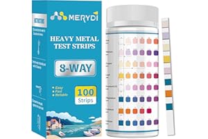 MERYDI Heavy Metals Water Test Strips (8 Tests) - 100ct Home Water Testing Kit for Iron, Mercury, Copper, Lead, Chromium, Magnesium, Cadmium, Calcium-Well Home Tap City Drinking Water Testing Kit