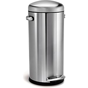 Simplehuman 30 Litre Retro Pedal Bin - Brushed Stainless Steel