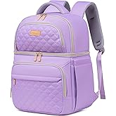 Lunch Backpack Insulated Coolers Backpacks - Lunch Bag for Women Double Decker Lunch Box, Leakproof Lunchbag Large Lunchbox Back Pack Lunch Cooler Bag for Picnic Beach Camping Work