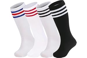 Zando 4 Pairs Kids Soccer Socks Baseball Softball Youth Athletic Boys Girls Knee High Socks