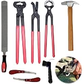 8Pcs Farrier Hoof Tool Kit, Horse Hoof Trimming Tools, For Horses Cattle | Farrier Hoof Nippers, Horseshoe Cutting Pliers, Hoof Rasp File, Horseshoe Brush, Hoof Knife, Hoof Hammer, For Sheep Donkeys
