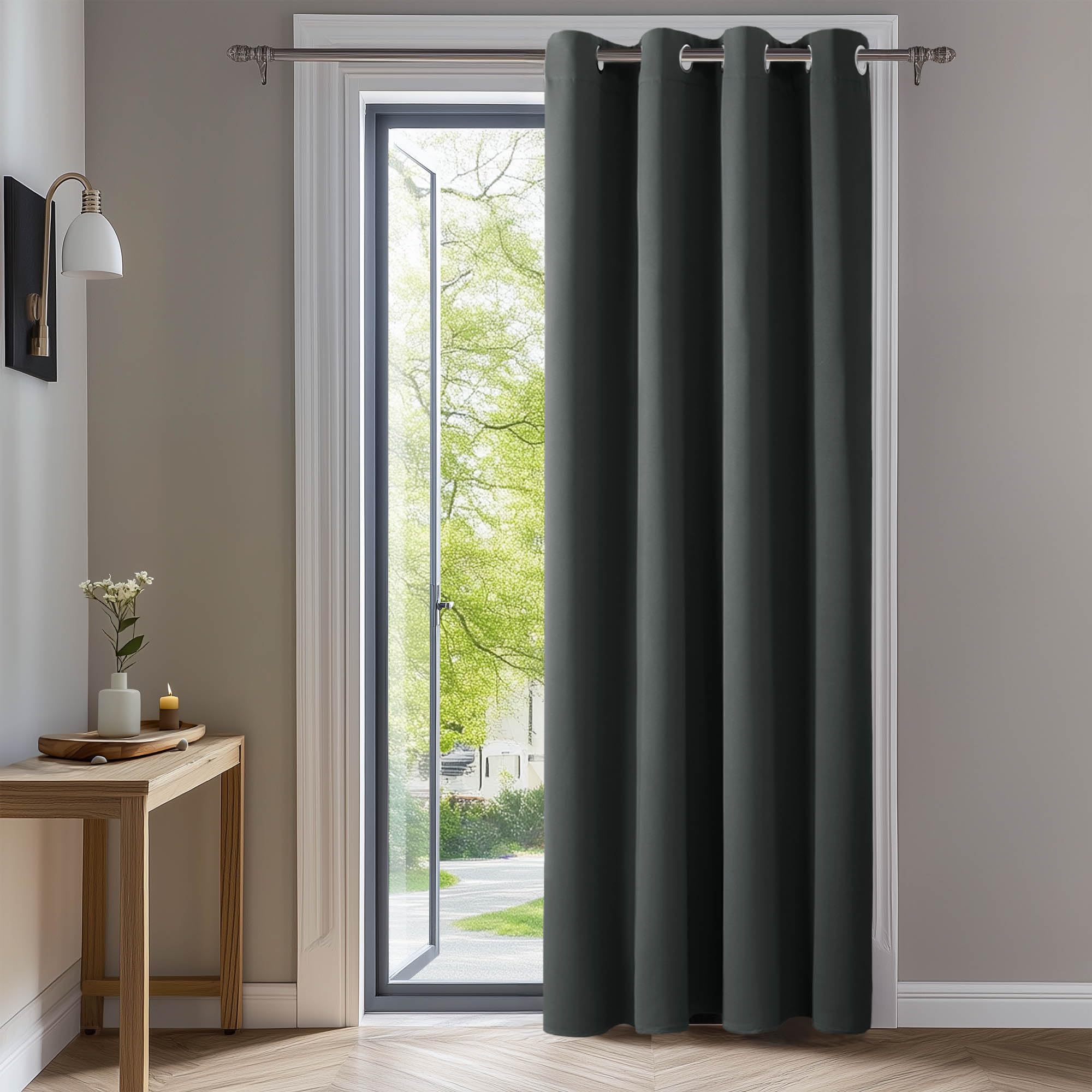 Deconovo 55 x 114 Inch Room Divider Curtain Super Soft Window Treartment Thermal Insulated Eyelet Energy Saving Window Curtain Decorative Curtain for Door Dark Grey Set of 1