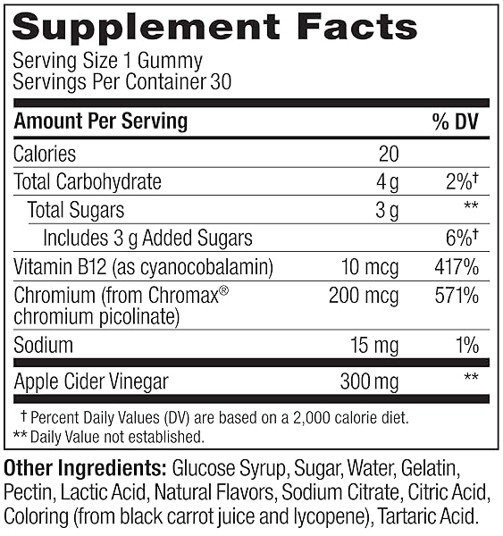 OLLY METABOLISM GUMMY RINGS, APPLE CIDER VINEGAR, VITAMIN B12, CHROMIUM, ENERGY AND DIGESTIVE HEALTH, CHEWABLE SUPPLEMENT, APPLE FLAVOR – 30 COUNT