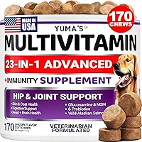 Dog Multivitamin Chewable with Glucosamine - 23 in 1 - Dog Vitamins and Supplements - 170 Chews - Senior & Puppy Multivitamin