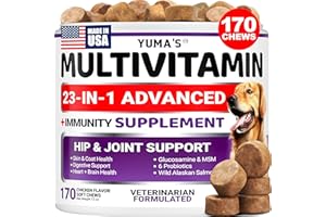 Dog Multivitamin Chewable with Glucosamine - 23 in 1 - Dog Vitamins and Supplements - 170 Chews - Senior & Puppy Multivitamin