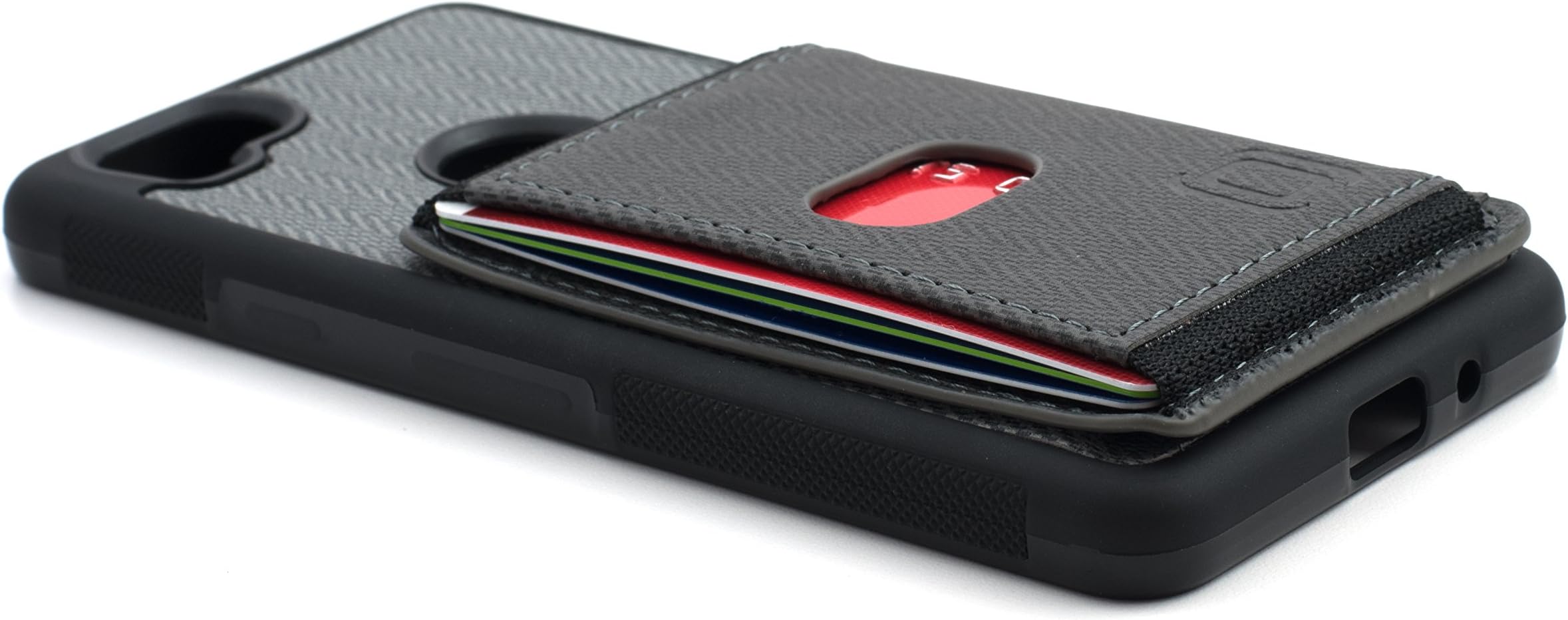 Dockem Flip Wallet Case for Google Pixel 2 XL - Synthetic Leather and Grip TPU Bumper Kickstand Case with Elastic Slot for Multiple Cards [Black and Grey]