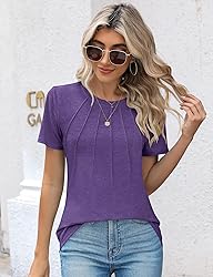 Kistore Womens Tops Short Sleeve Pleated Shirts