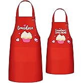 R HORSE 2Pcs Adults Kids Matching Apron Set Grandma and Me Adjustable Kitchen Apron with 2 Pockets Matching Gift for Grandma and Granddaughter Cooking Baking Painting Training Back to School Gifts