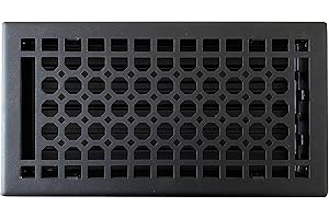 Empire Register Co, Vent Cover - 6x12 inch, Honeycomb Design, Textured Black Finish, Heavy Duty Floor Vent Covers, Metal Damper Attached Vent Covers for Home Floor only