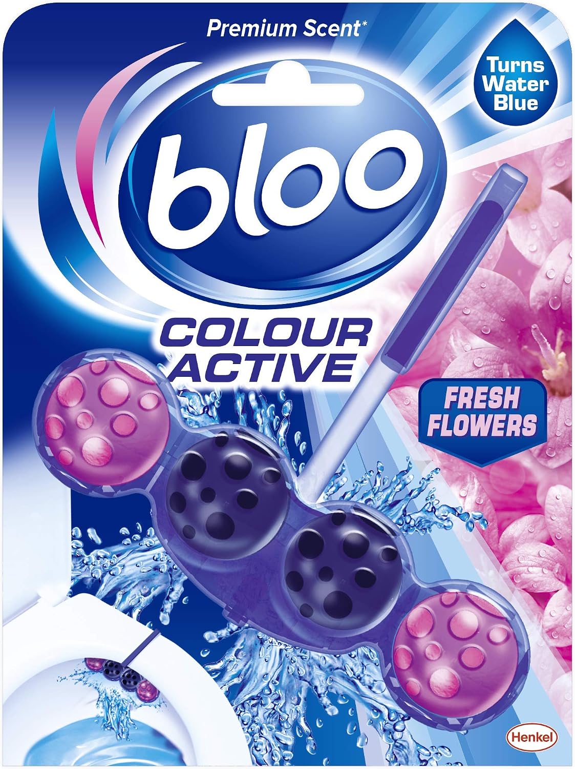 Bloo - Colour Active, Fresh Flower - Toilet Rim Block, 50 g - Case of 10, Flowers, 10 Pack