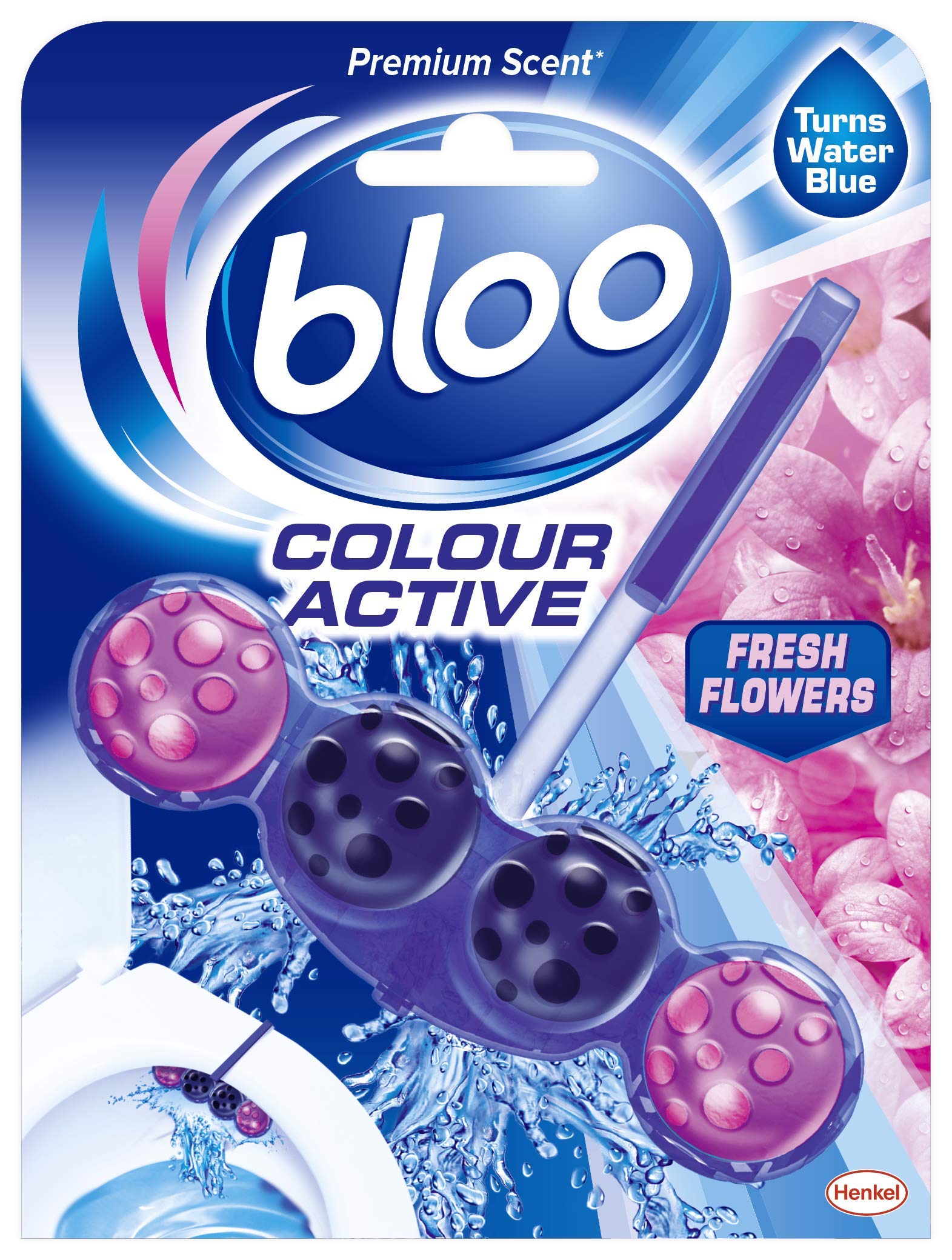Bloo - Colour Active, Fresh Flower - Toilet Rim Block, 50 g - Case of 10, Flowers