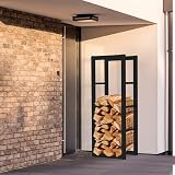 AMOS Metal Firewood Log Rack Stand 100x25x40CM Black Indoor Outdoor view 5