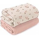 MiFlor Muslin Swaddle Blankets 2 Pack – 47" x 47" Soft & Breathable Muslin Baby Blanket for Newborns, Large Swaddle Blanket for Sleeping, 100% Cotton, Multi-Use Baby Swaddling for Boys & Girls