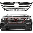 Kojem Front Upper Grille Compatible with 2016-2018 Honda Pilot Bumper Grill W/Chrome Molding Trim