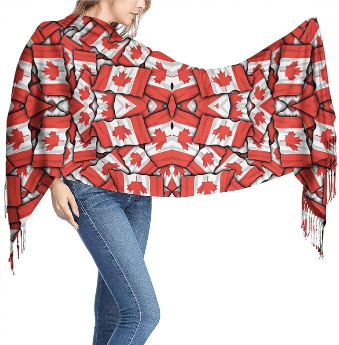 Canada Flag_0017_canadaflag7 White Womens Cashmere Shawl Scarves