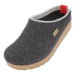 HAFLINGER Unisex Open Back Slippers, Grey, 11 US Men