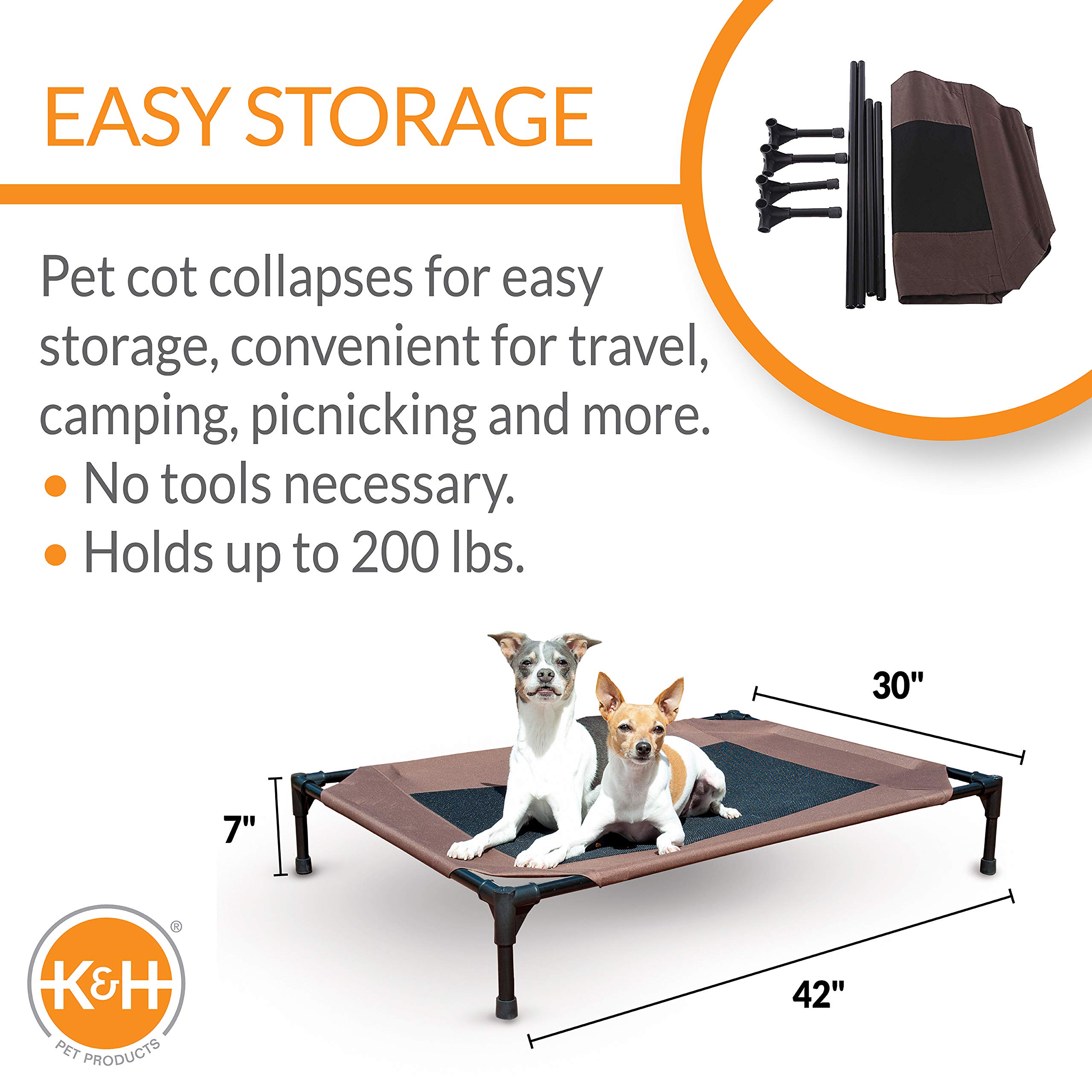 K&H Pet Products Original Pet Cot Elevated Dog Bed & Cot Canopy