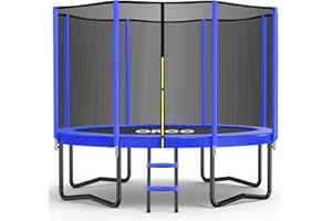 ORCC Trampoline 8FT 10FT 12FT 14FT, Outdoor Tramp with Enclosure Net, 410LBS Yard Trampoline for Kids - Recreational Anti-Rust Trampolin for Kids and Adults with Ladder
