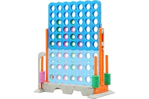 SDADI Height Adjustable Giant 4 in a Row Connect Game, 2-in-1 Jumbo 4-to-Score With Golf Set, Indoor Outdoor Yard Party for Kids Adults and Family, Orange