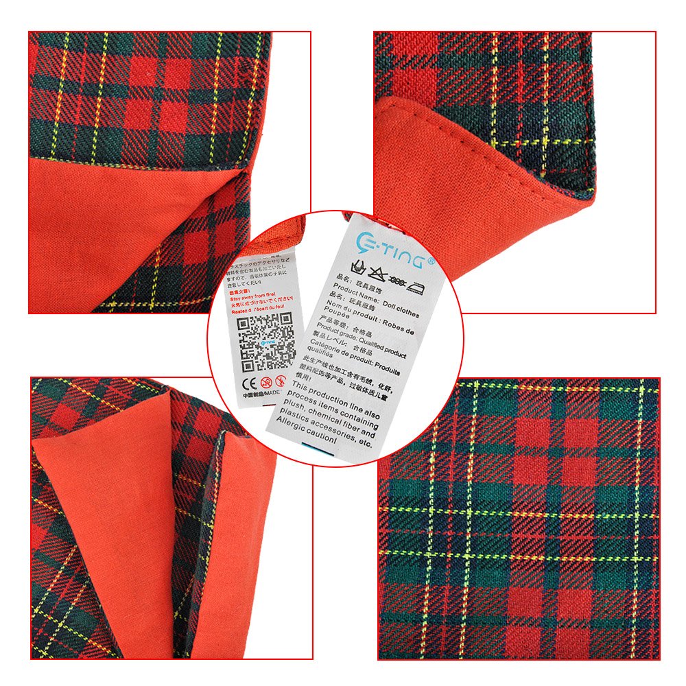 E-TING Sleeping Bag Christmas Accessory for Elf on the Shelf (Doll is not included) (Red-green Plaid)