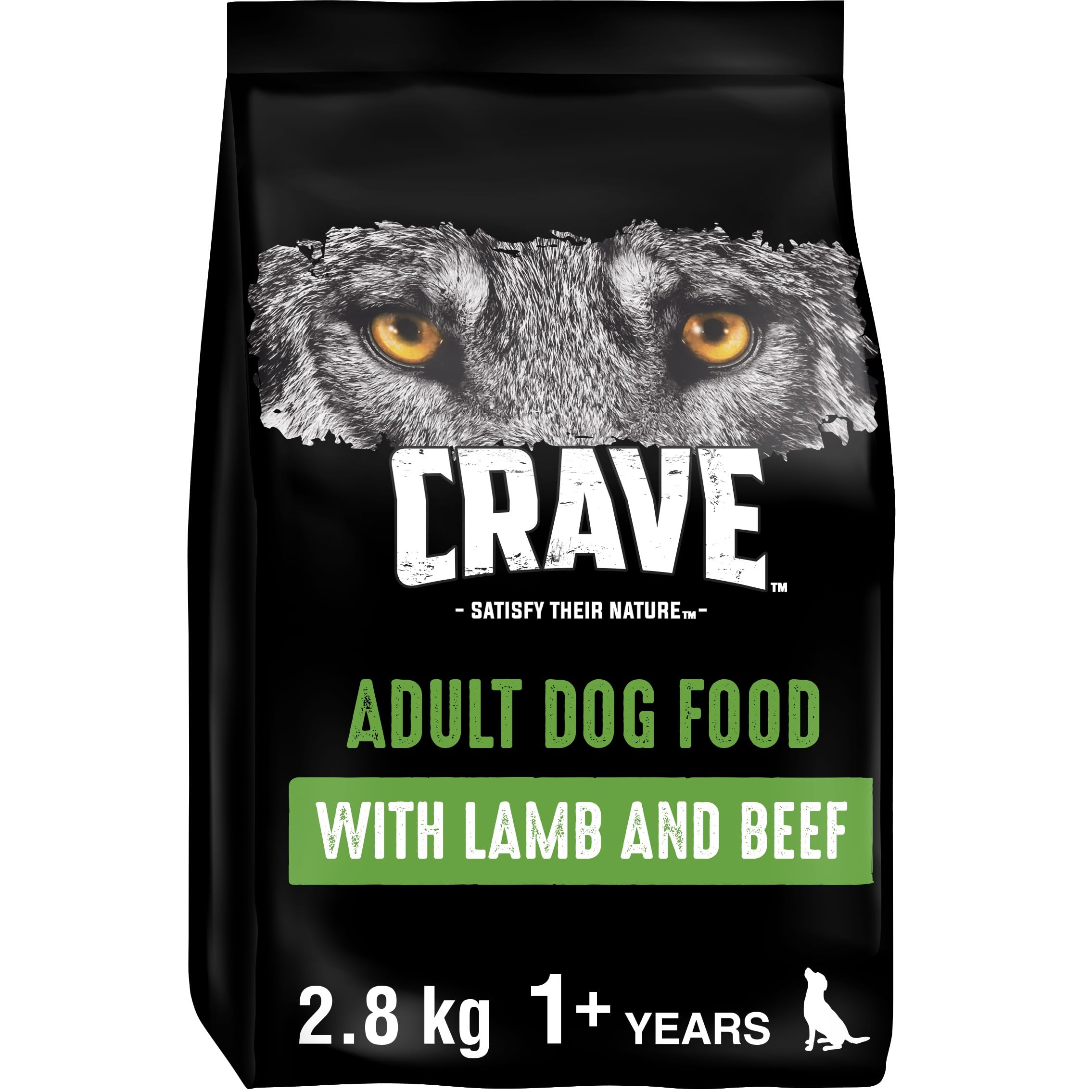 Crave Lamb & Beef 3 x 2.8 kg Bags, Premium Adult Dry Dog Food with high Protein, Grain-free