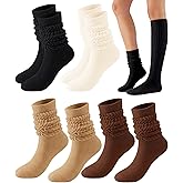 PLULON Slouchy Socks for Women, Scrunch Slouch Long Boot Socks Knee High Knit Tube Leg Warmers for Boots Sneakers Athletic