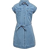 Calvin Klein Girls Short Sleeve Lightweight Chambray Denim Shirt Dress
