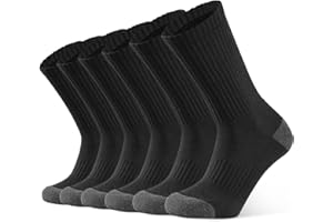 CLOSEMATE Mens Athletic Cushioned Crew Socks 6 Pairs Cotton Breathable for Work Training Sports