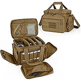 DSLEAF Tactical Gun Range Bag for 4 Handguns, Pistol Shooting Range Bag with 6X Magazine Slots and Extra Pockets for Ammo and Essentials