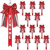 Tondiamo 12 Pcs Cheer Pin Me Ribbon Glitter Cheerleader Bow Keychain Gifts for Backpack Bag Teens Girls Graduation