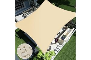 ECOOPTS 10'x15' Waterproof Sun Shade Sail Rectangle Canopy Cover UV Blockage for Outdoor Patio Pergola Backyard Garden (Beige)