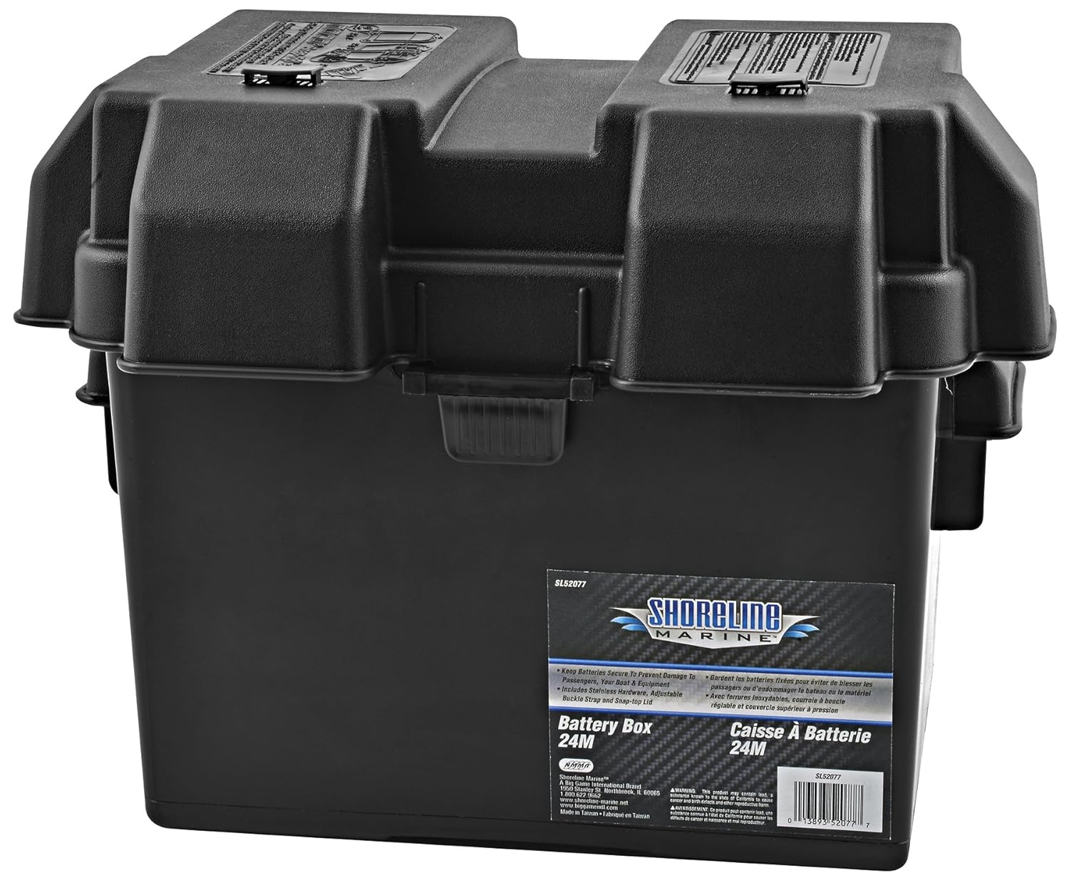 Shoreline Marine Battery Box with Mount Strap Black (24M