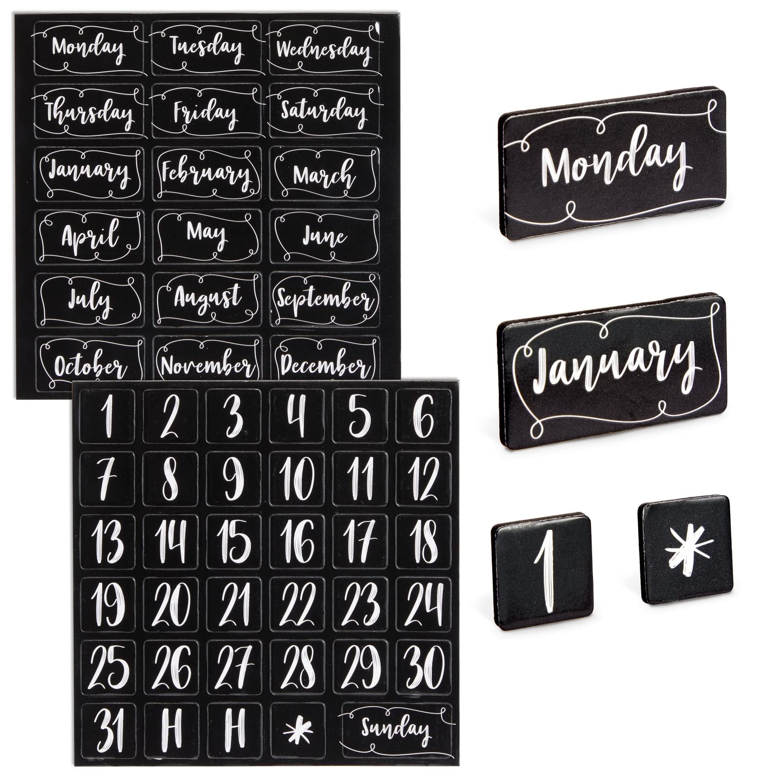 Photo 1 of Juvale Magnetic Numbers for Whiteboard Calendar - Large Black, 50-Piece - Calendar Number Magnets & Magnetic Days & Months for Classroom Accessories